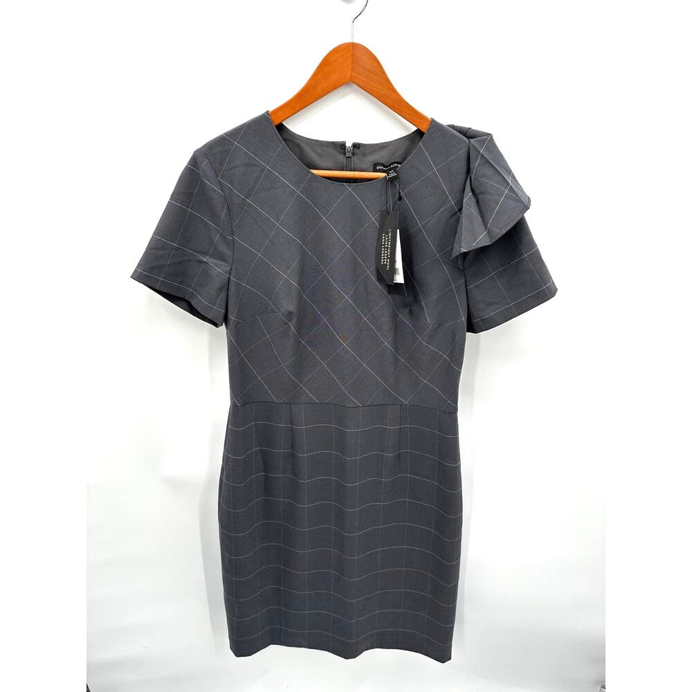 BANANA REPUBLIC NWT Wool Blend Short Sleeve Ruffle Shoulder Pencil Dress // 10